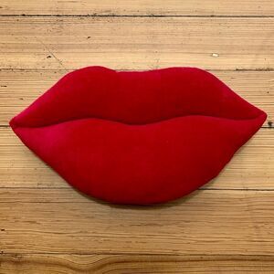Red velvet lips accent pillow, handmade.